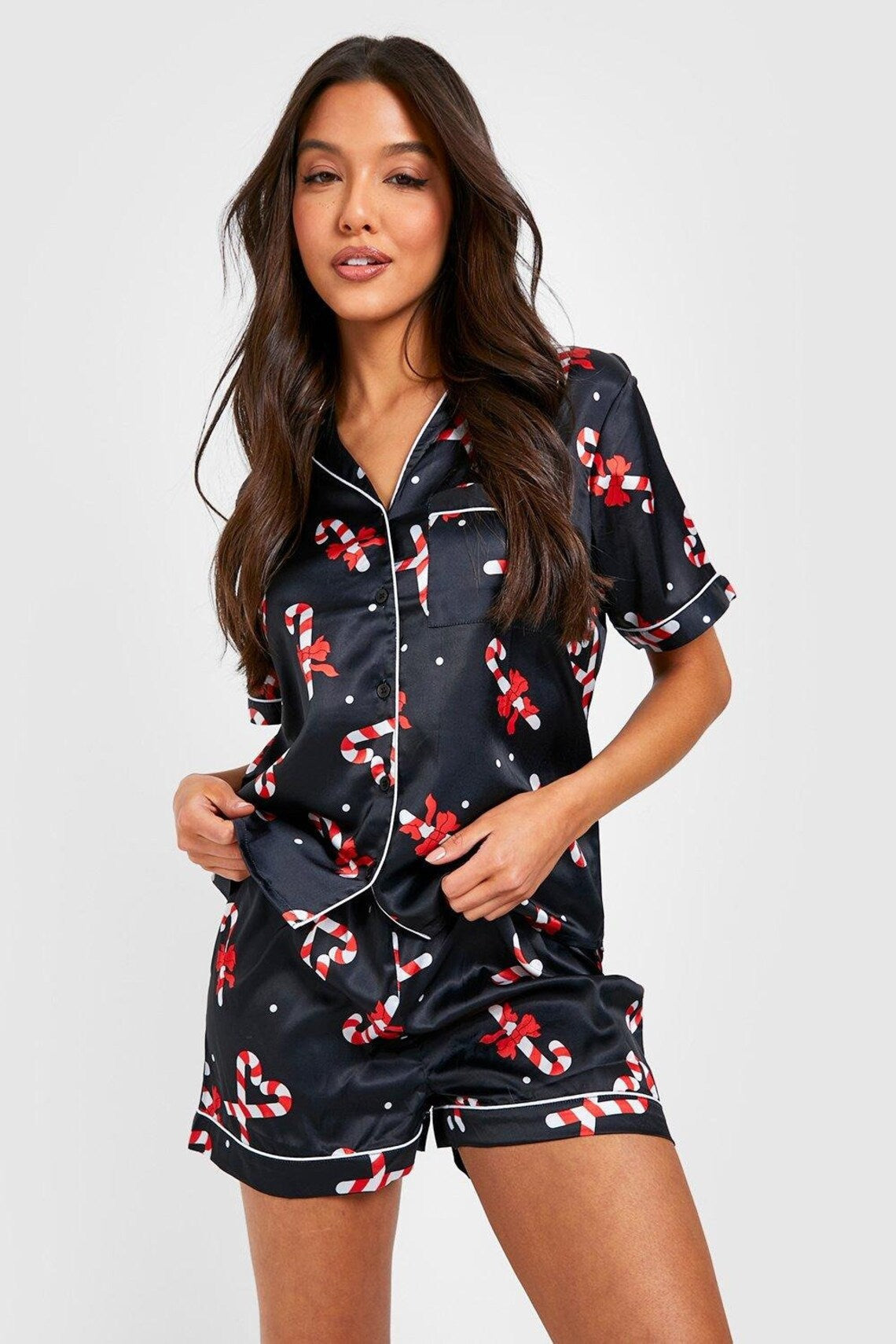 Women’s Christmas Short Sleeve Pyjama Set – Festive Printed Loungewear