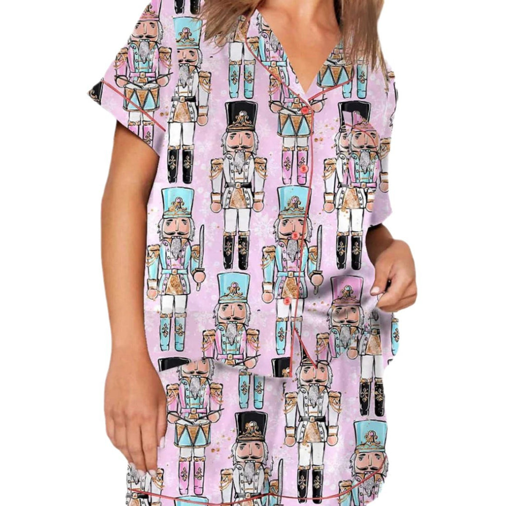 Women’s Christmas Short Sleeve Pyjama Set – Festive Printed Loungewear