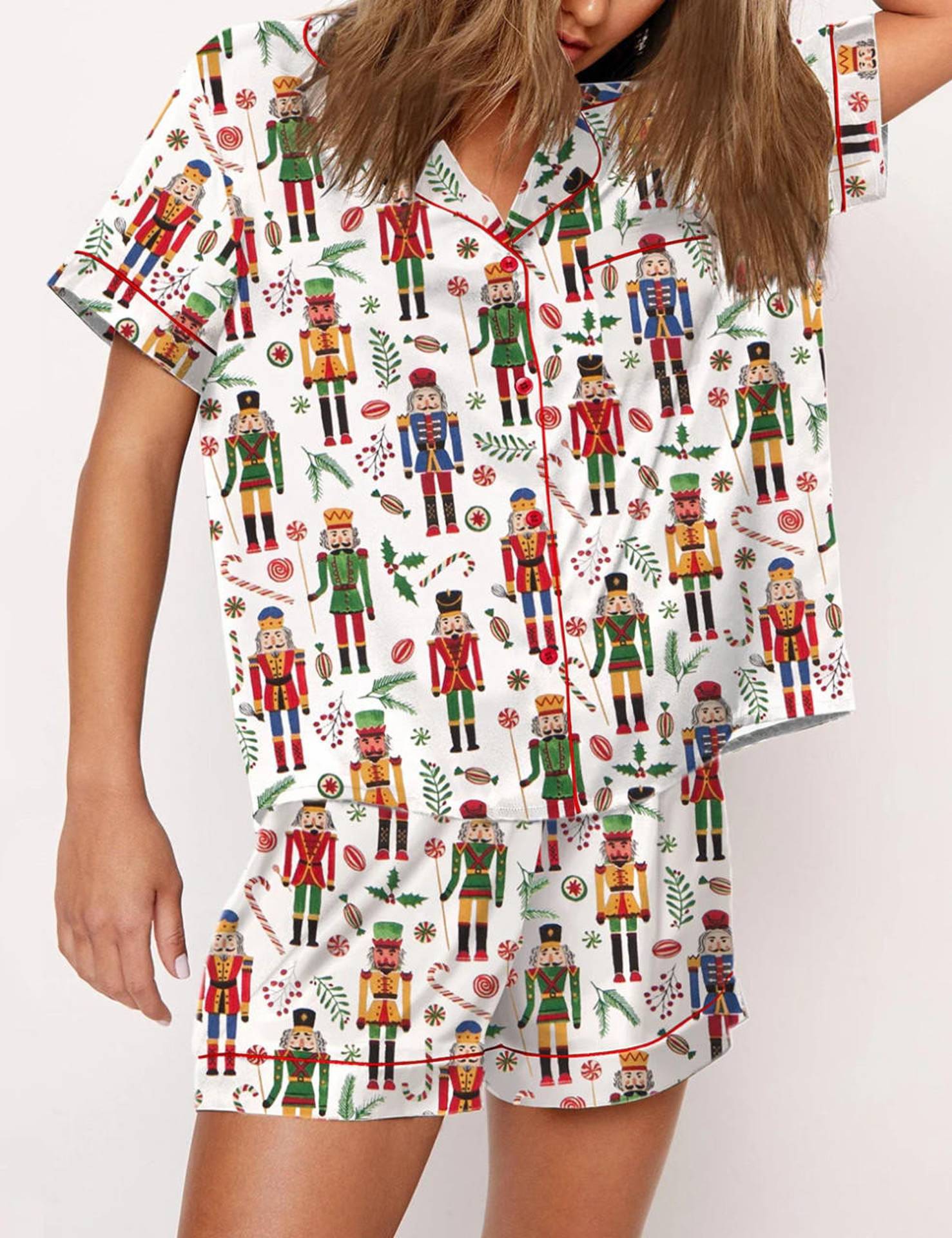 Women’s Christmas Short Sleeve Pyjama Set – Festive Printed Loungewear