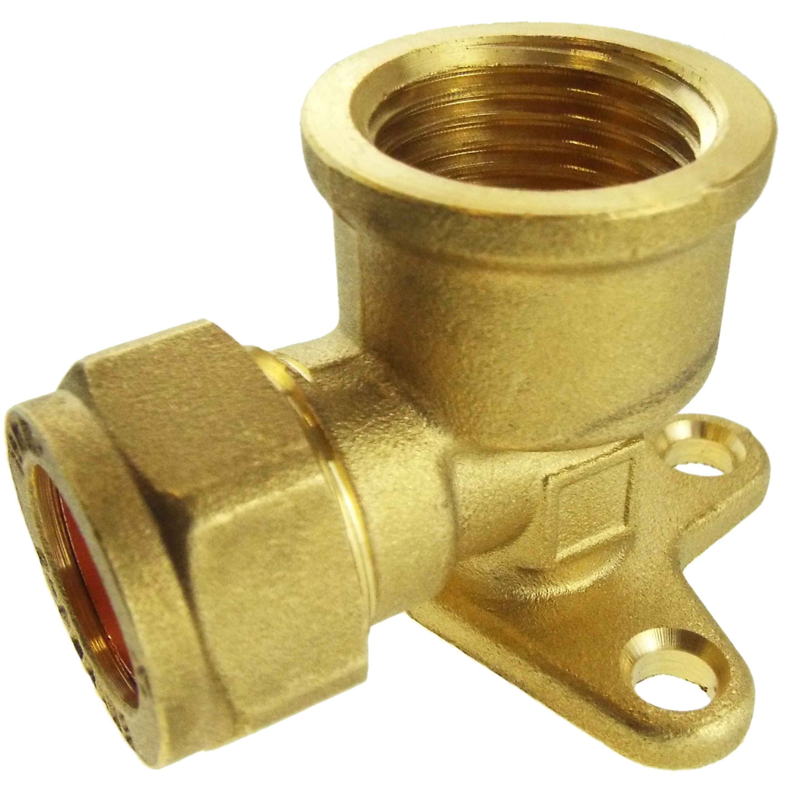 15mm Brass Wall Flange Kit with 15mm Barbed Polished Brass Tap-2